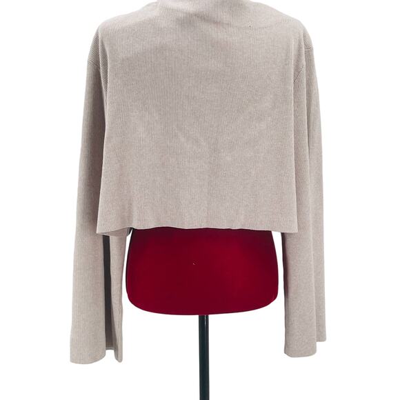 THEORY SZ L Asymmetric Knit Top In Oatmeal Crop Sweater NWT B99 - Picture 2 of 9